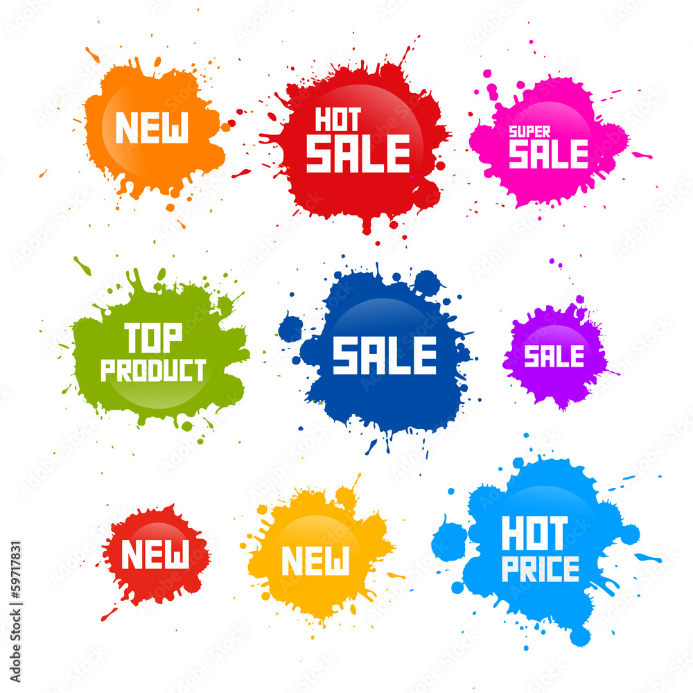 Wall mural Colorful Vector Sale Blots Icons