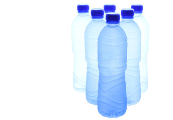 Bottled mineral water over white background