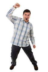 Fototapeta premium young casual man full body in a white background