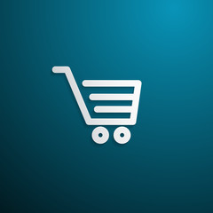 Shopping Cart, Basket Symbol on Blue Background