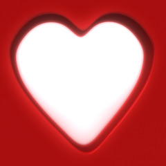 Red heart frame - background for valentines day, 3d