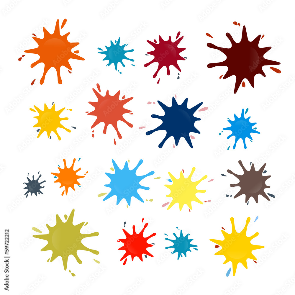 Poster abstract colorful vector splashes set