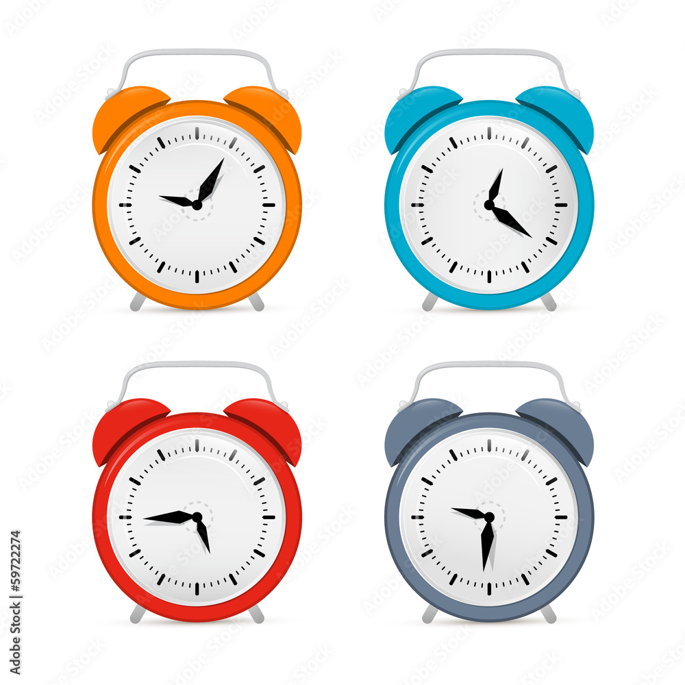 Poster alarm clock set isolated on white background