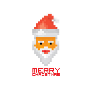 Pixel santa claus with beard and mustache