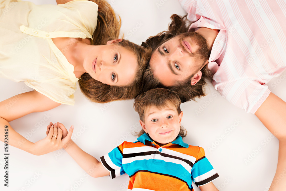 Wall mural son and parents