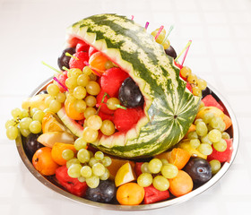 fruit salad in watermelon