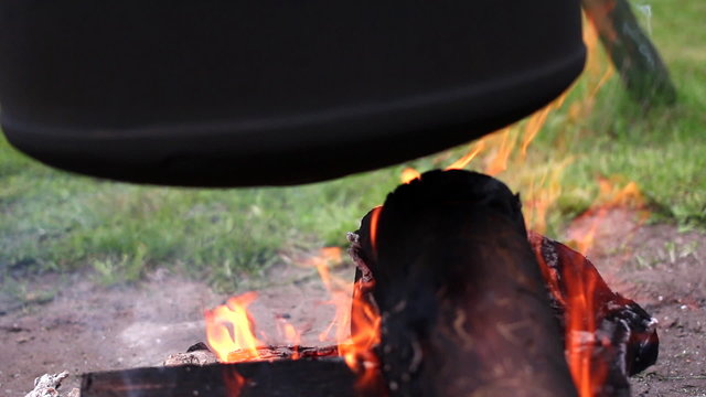 cooking goulash soup close up