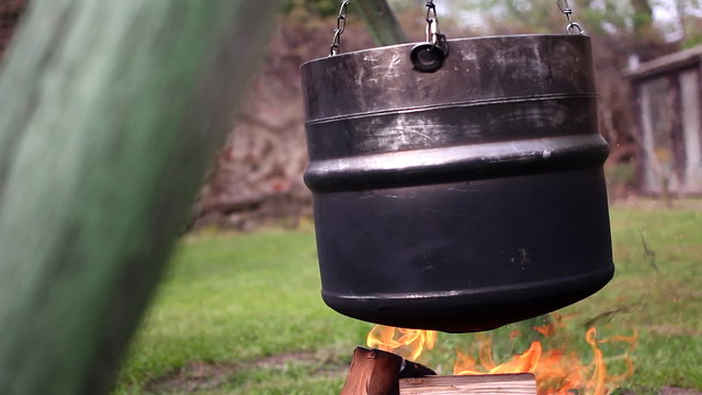 cooking goulash soup close up