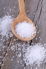 Sea Salt In Wooden Spoon