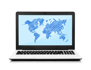 laptop with map