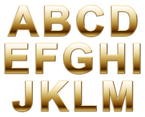 Shiny Gold Capital Letters on White
