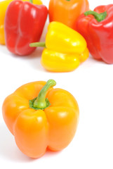 Colorful peppers on white background