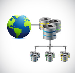 servers connected to the globe illustration design