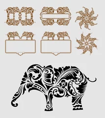Zelfklevend Fotobehang Elephant Ornament Decoration © ComicVector