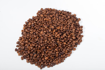 coffee beans close up isolated on white