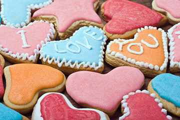 Valentine cookies with the words I love you