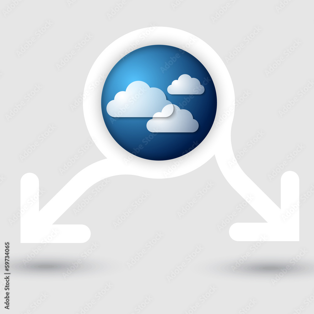 Poster abstract frame with two arrows and three clouds