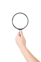 hand holding a magnifying glass