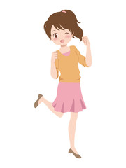 女の子/ガッツポーズ