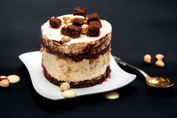Cake with white and dark chocolate