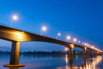 Bridge across the Mekong River. Thai-Lao friendship bridge, Thai