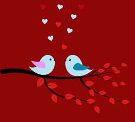 Birds and love red