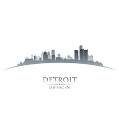 Fototapeta premium Detroit Michigan city skyline silhouette white background