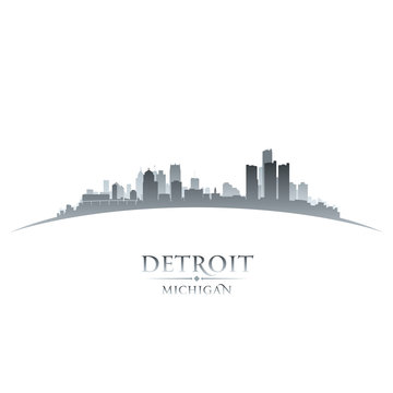 Detroit Michigan city skyline silhouette white background