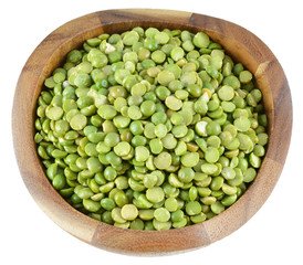 pile of dry green peas isolated on a white background