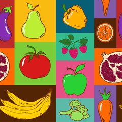 Seamless pattern of fruits and vegetables