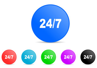 24/7 icon vector set