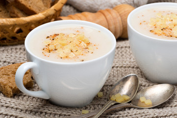 cream soup of cauliflower with cheese and pepper