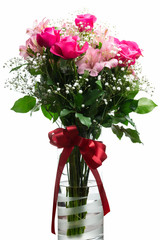 色とりどりの花束　白背景