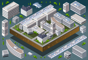 Isometric City Vector Building 3D Office Map