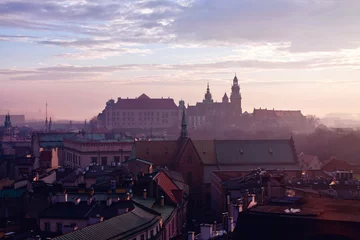 Raamstickers Wawel hill with castle in Krakow © pab_map
