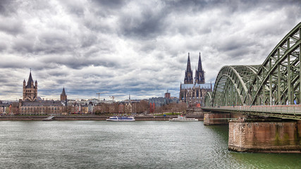 Cologne Cathedral with the Hohenzollern bridge