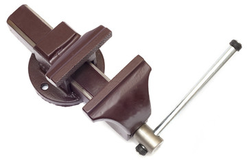 Metal vice on white background