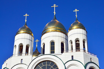 Domes of Russian Orthodox Church. Kaliningrad, Russia