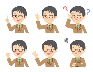 シニア　ビジネスマン　いろいろな表情