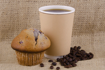 Coffee and blueberry muffin
