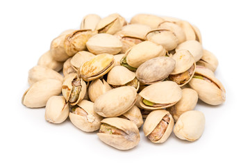 Pistachio Nuts Pile On White Background