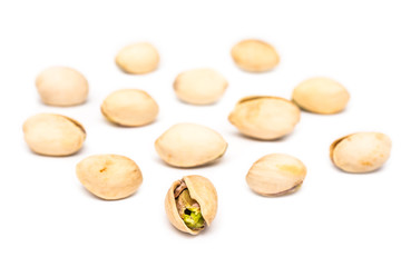 Fototapeta na wymiar Pistachio Nuts On White Background