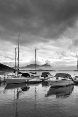 Obraz premium Lake Maggiore Marina, winter time B&W image
