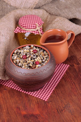 Pot with kutia -  traditional Christmas sweet meal in Ukraine,