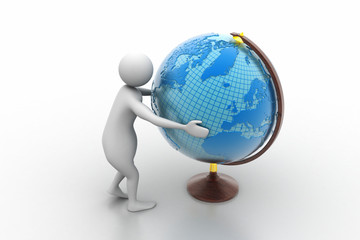 3d man analysing the globe