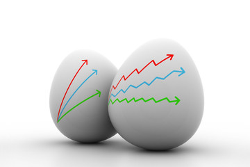 Business Growth graph  drawing  in  egg
