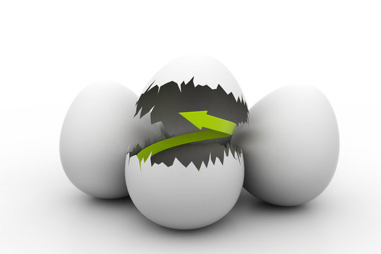 Business graph with open egg