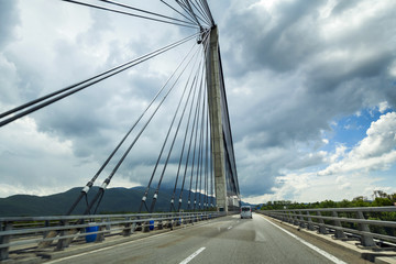 Modern bridge with wires