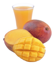 Mango and a glass of mango juice