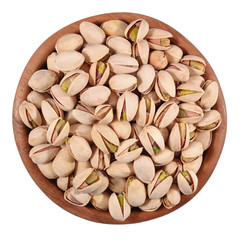 Pistachios in a wooden bowl